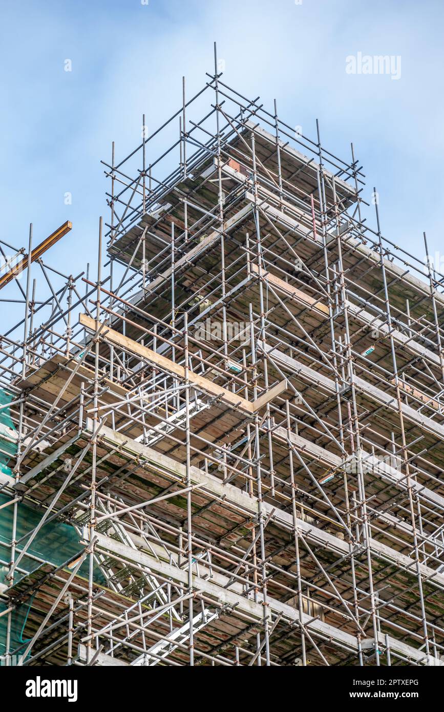 Impalcatura su larga scala intorno alla York Minster. Foto Stock