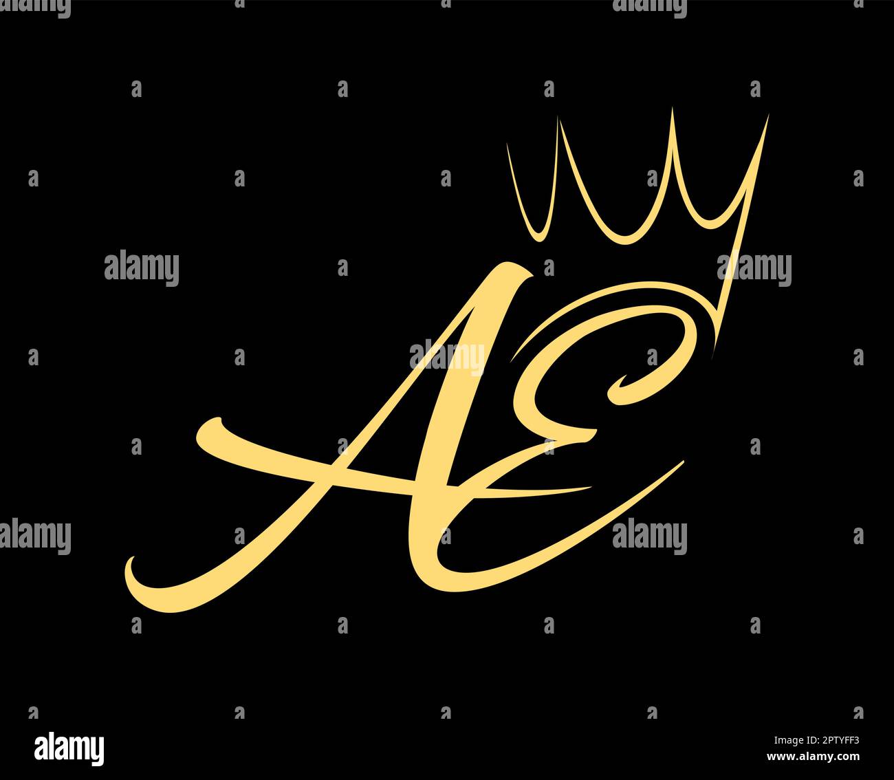 Logo monogramma Crown AE iniziale Illustrazione Vettoriale