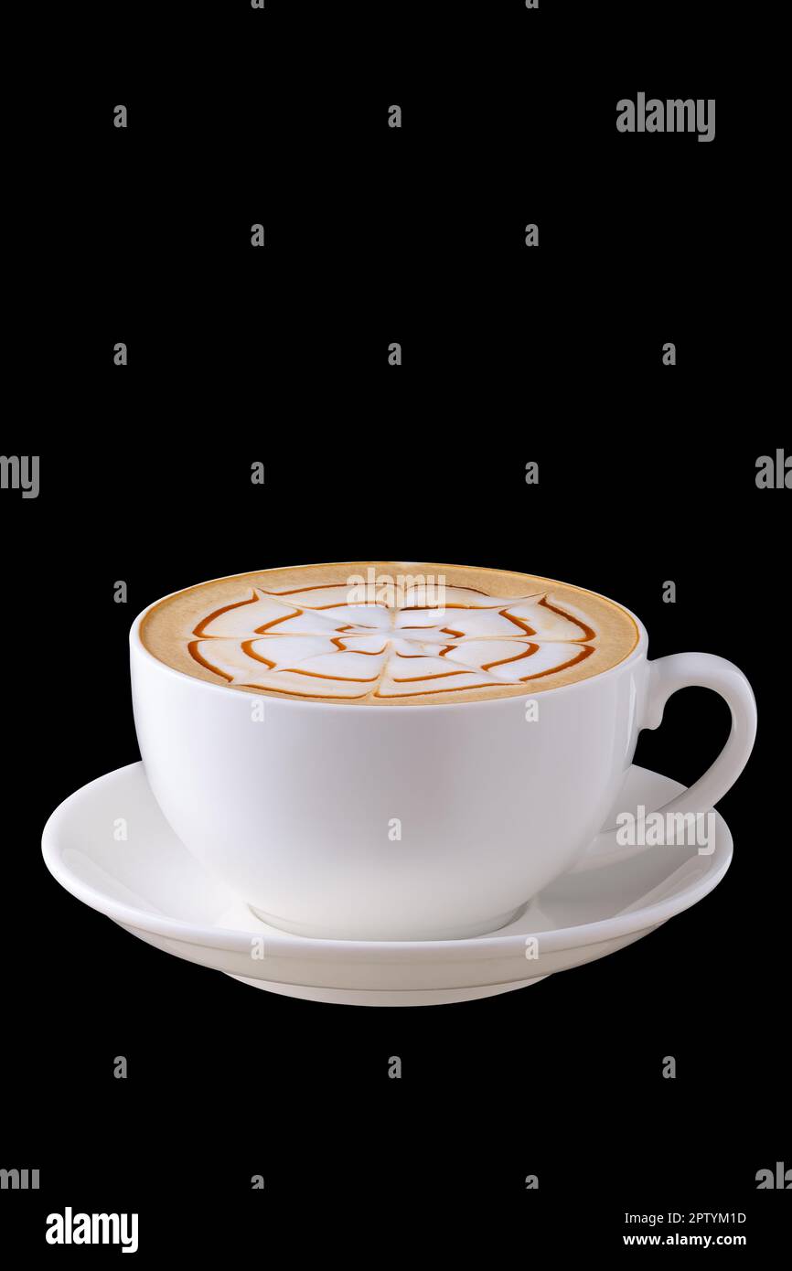 Tazza trasparente di cappuccino con schiuma su fondo bianco. Latte caldo o  cappuccino. Messa a fuoco selettiva Foto stock - Alamy