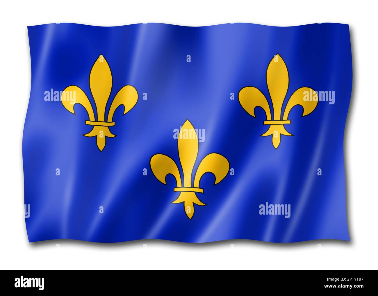 Ile-de-France Region flag, Francia waving banner collection. Figura 3D Foto Stock