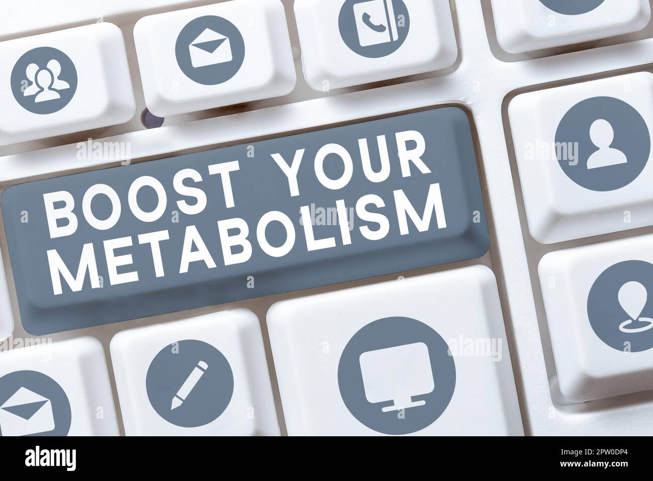 Segno di testo che mostra aumentare il vostro metabolismo, concetto che significa accelerare la ripartizione dell'apporto calorico dell'alimento Foto Stock