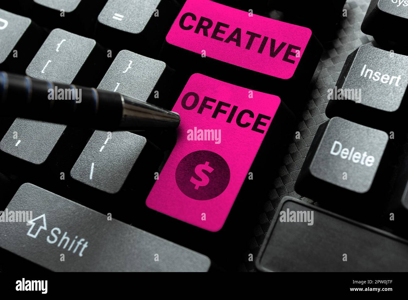 Didascalia concettuale Creative Office, concetto che significa qualsiasi ufficio che non rientra in un layout di ufficio tradizionale Foto Stock