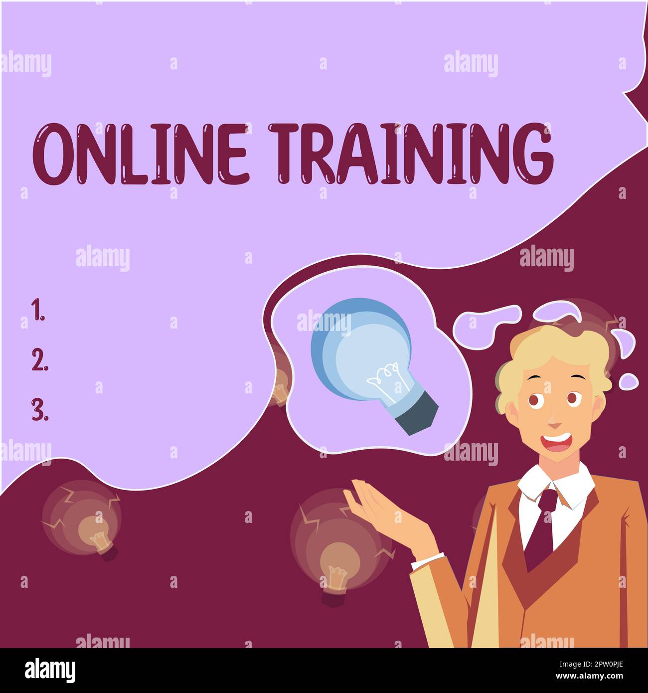 Visualizzazione concettuale formazione online, approccio aziendale formazione basata su computer distanza o apprendimento elettronico Foto Stock