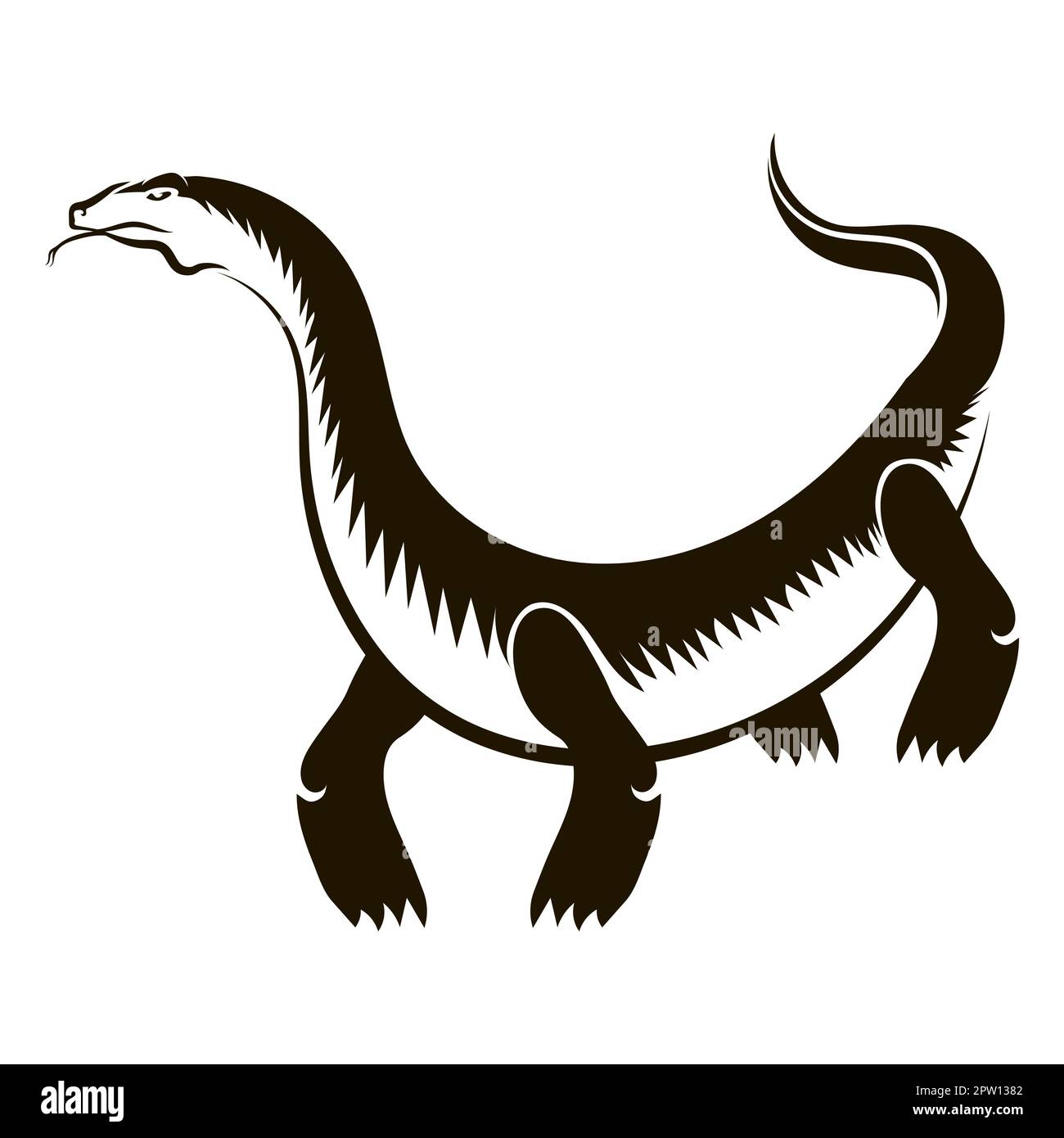Icona di Varano animale isolata su sfondo bianco. Mostro del drago di Komodo. Illustrazione Vettoriale