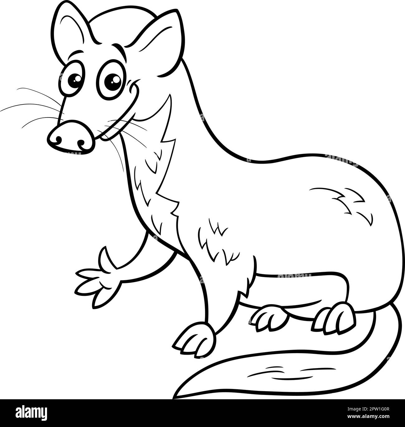 divertente cartone animato weasel animale carattere pagina da colorare Illustrazione Vettoriale