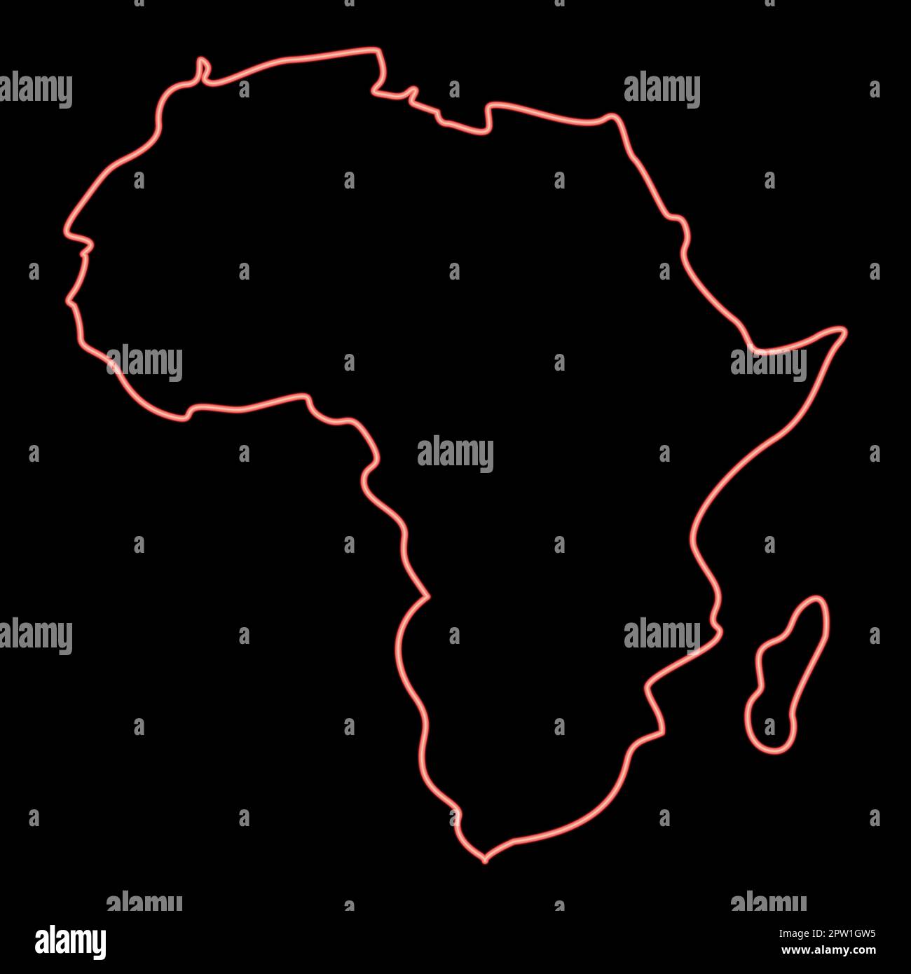 Mappa al neon di africa colore rosso vettore illustrazione immagine stile piatto Illustrazione Vettoriale