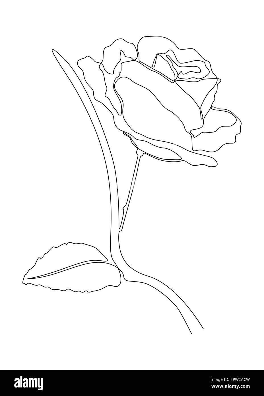 Una linea continua di Rose Flower. Illustrazione Vettoriale