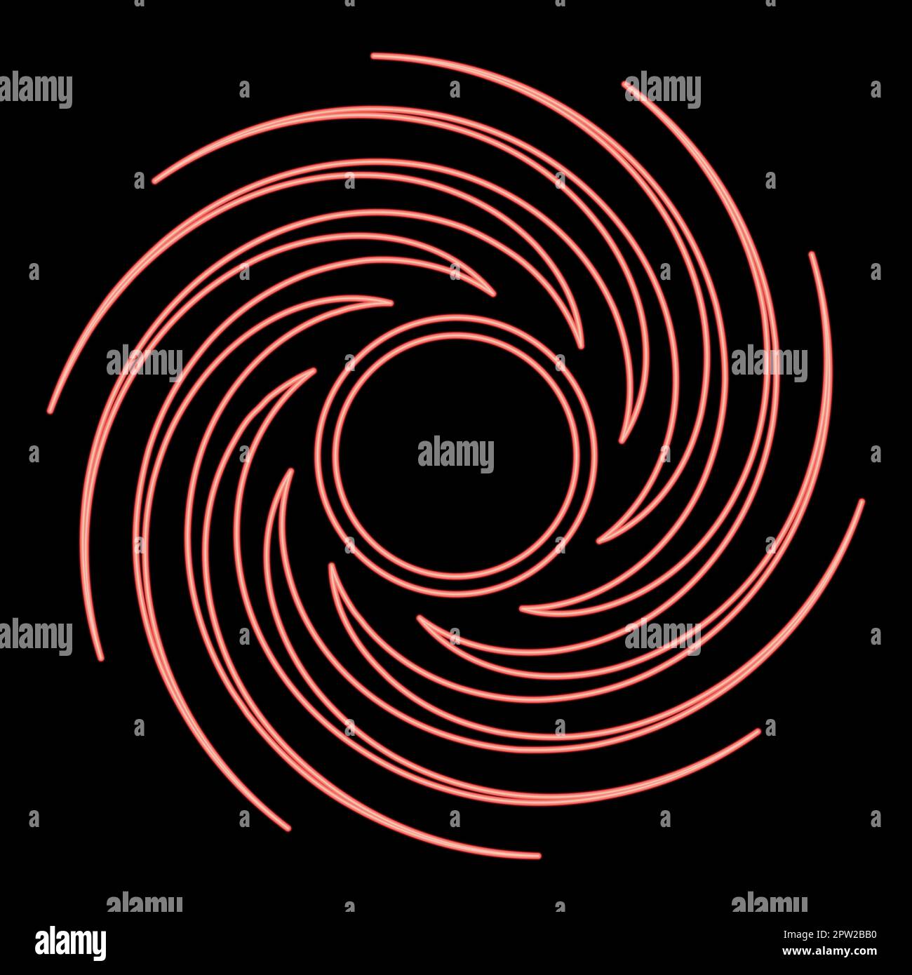 Neon nero foro spirale forma vortice portale rosso colore vettore illustrazione immagine piatto stile Illustrazione Vettoriale
