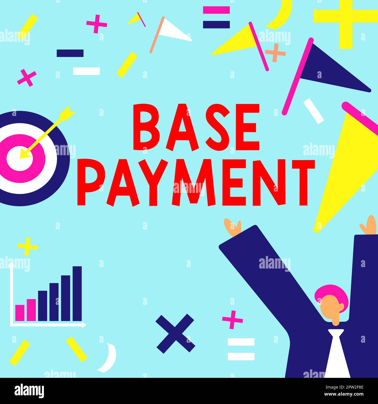Visualizzazione concettuale: Pagamento base, importo della retribuzione complessiva aziendale per un periodo di lavoro, una commessa o una posizione standard Foto Stock