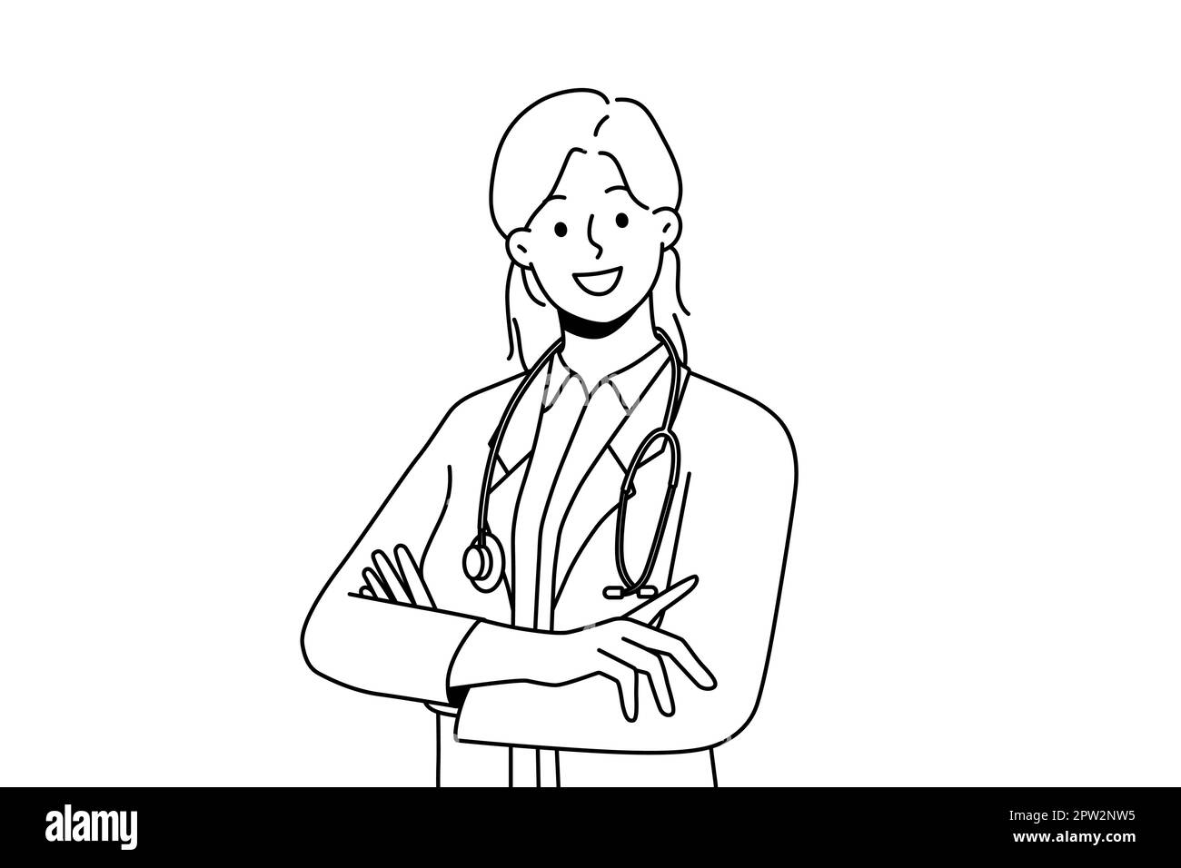 Felice medico in uniforme medica Illustrazione Vettoriale
