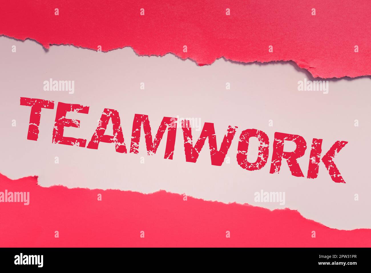 Testo che mostra ispirazione lavoro di squadra, Word scritto su Gruppo di mostrare che lavorano insieme come uno e con lo stesso scopo Foto Stock