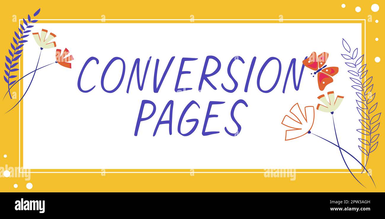 Concettuale Caption Conversion Pages, Internet Concept viene visualizzato in risposta a un clic su un motore di ricerca Foto Stock