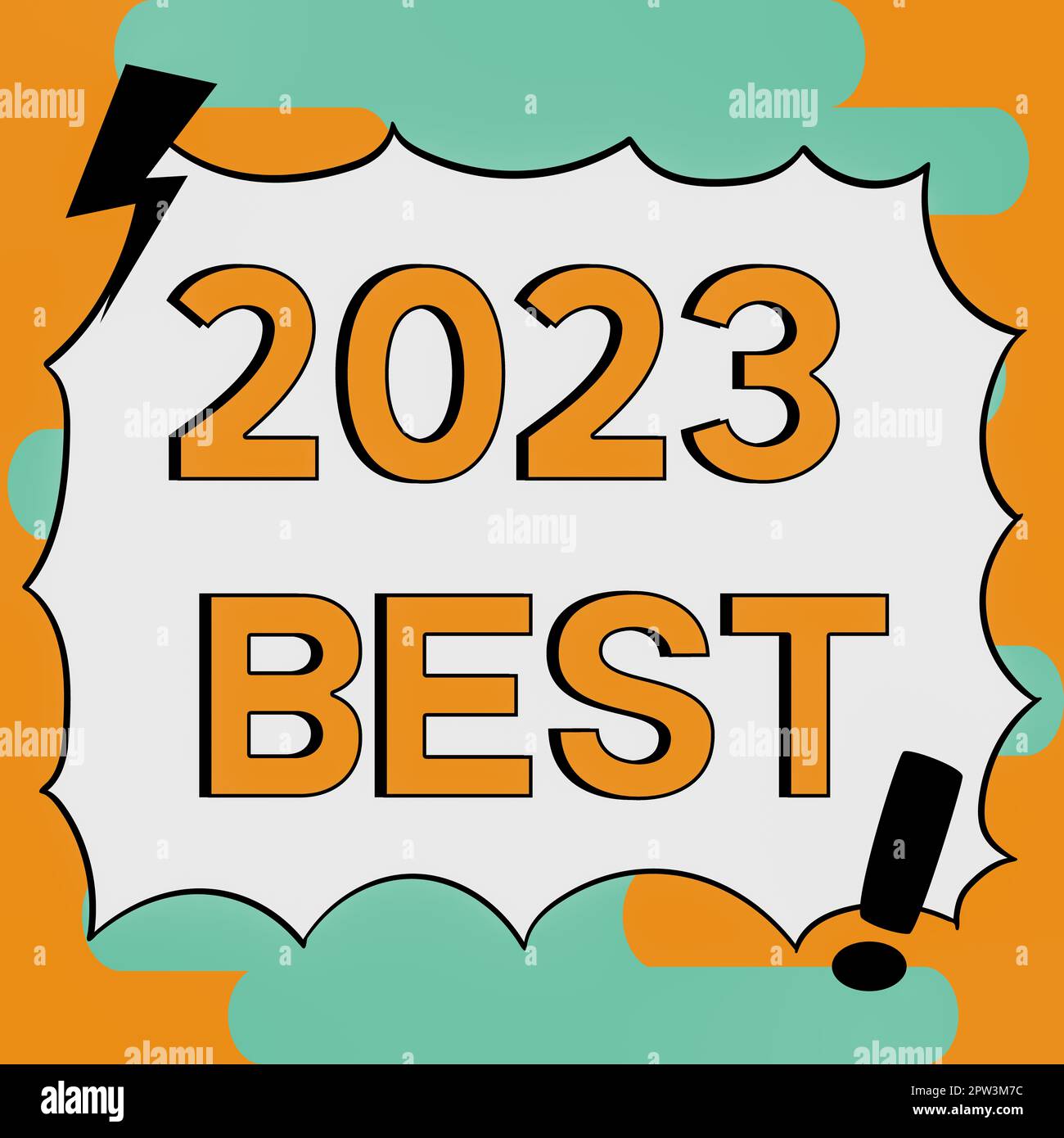 Scrittura a mano testo 2023 migliore, vetrina di affari la qualità più alta fatta in tutti i campi che si preparano per l'anno prossimo Foto Stock