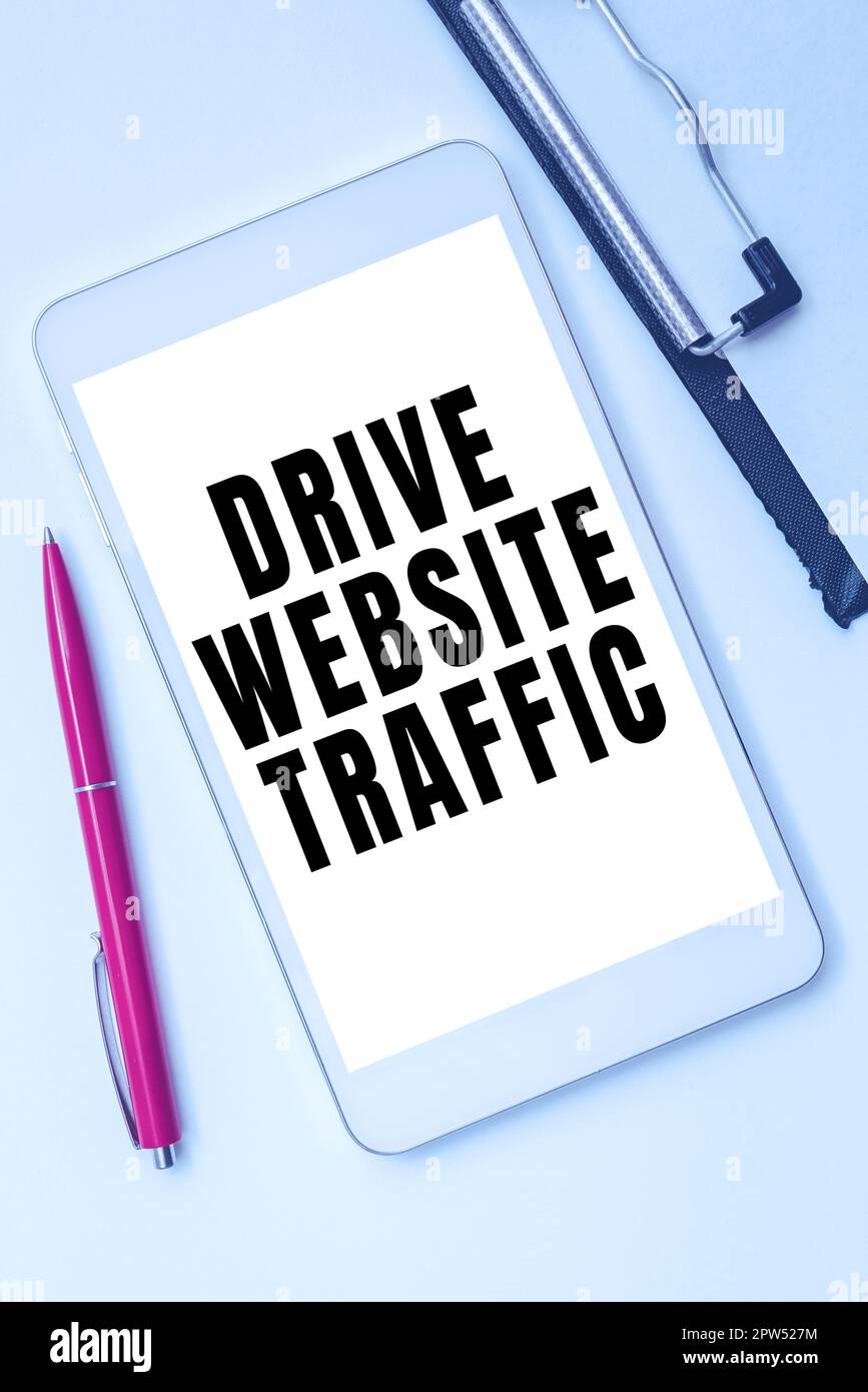 Visualizzazione concettuale guidare il traffico Web site, foto concettuale aumentare il numero di visitatori al Web site di affari Foto Stock
