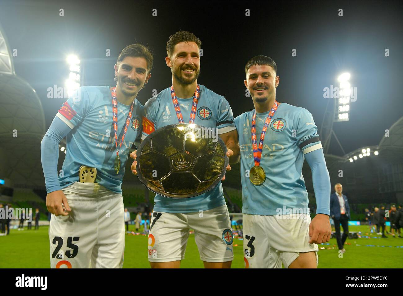 MELBOURNE, AUSTRALIA. 28 aprile 2023. Melbourne City Premiership Title Celebrations. . Ringraziamo Karl Phillipson/Alamy Live News Foto Stock