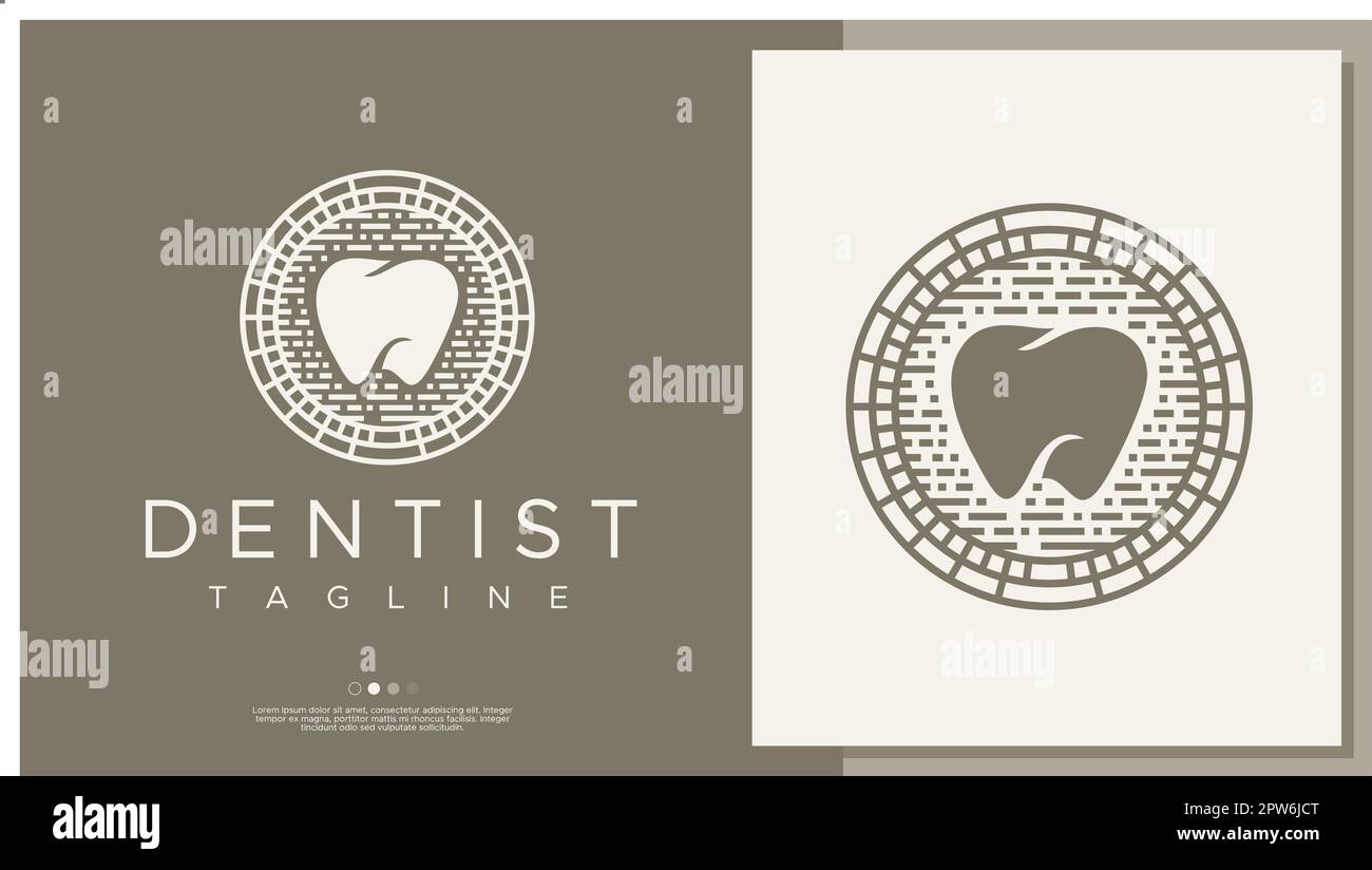 Design dentale retrò linea logo concetto. Marchio del logo Dental Line. Illustrazione Vettoriale