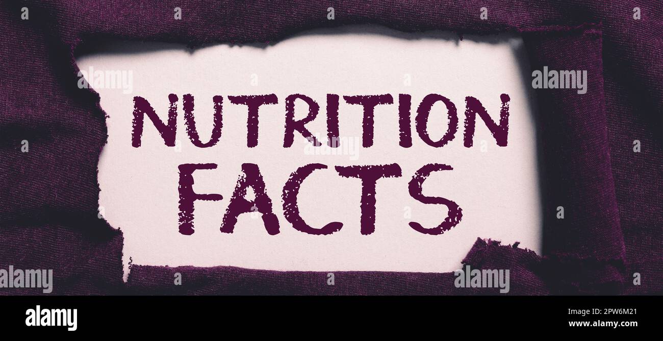 Visualizzazione concettuale Nutrizione fatti, Business idea informazioni dettagliate su un alimento s è contenuto nutriente Foto Stock