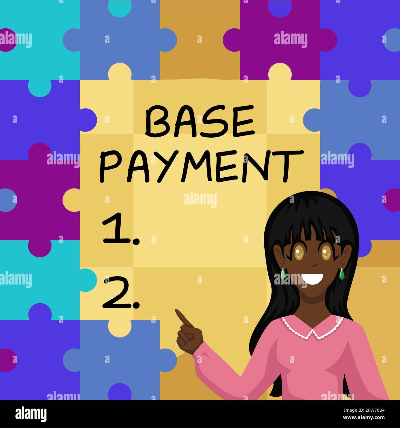 Scrittura che visualizza il testo pagamento base, importo di approccio aziendale della retribuzione per un periodo di lavoro standard, una commessa o una posizione Foto Stock