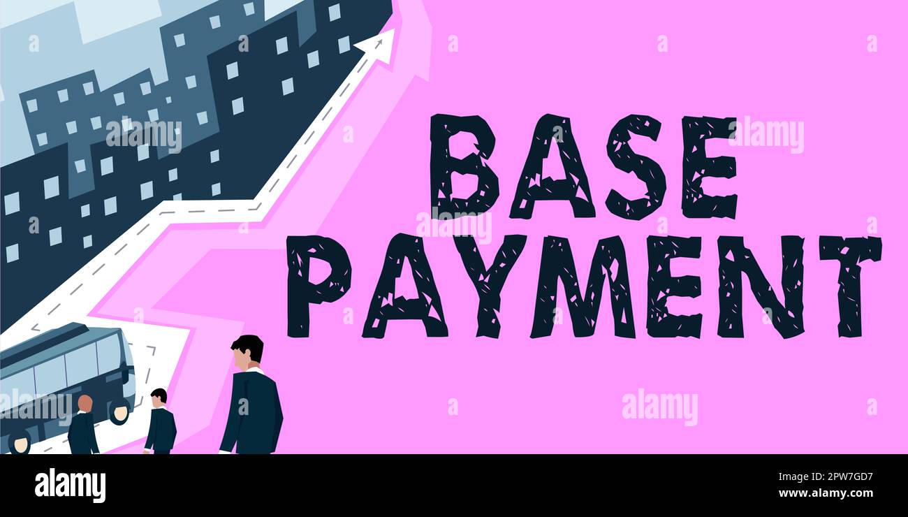 Ispirazione che mostra il pagamento di base del segno, l'importo di paga di idea di affari per un periodo di lavoro standard, la commessa, o la posizione Foto Stock