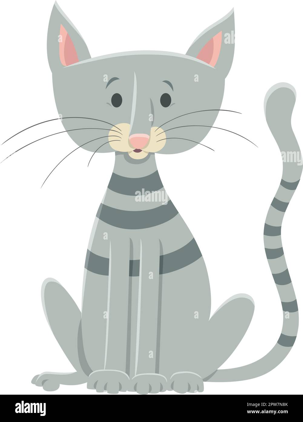 cartone animato seduto gatto grigio carattere animale Illustrazione Vettoriale