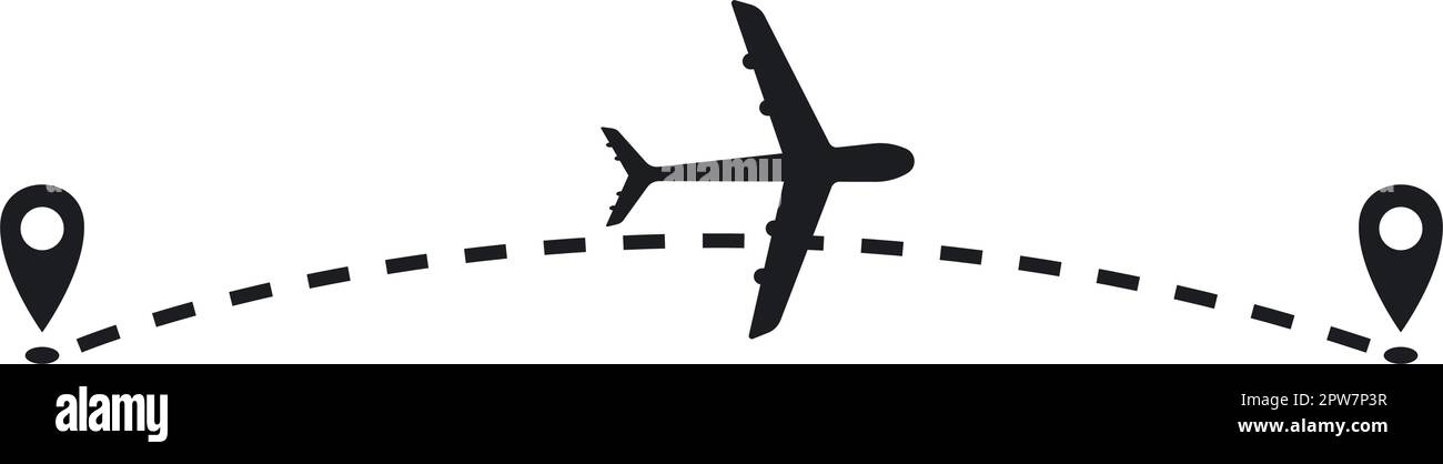 illustrazione del vettore del percorso del volo aereo Illustrazione Vettoriale