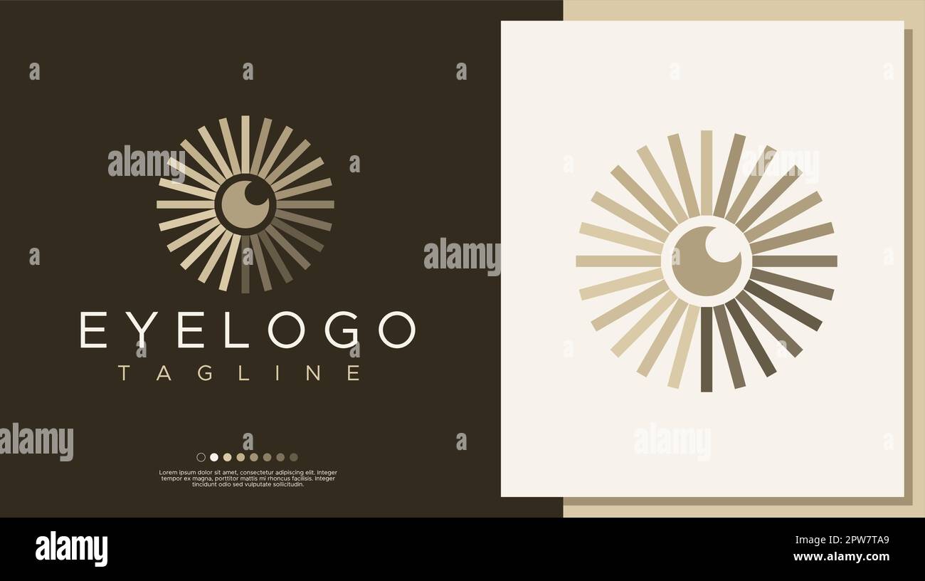 Modello con logo a sfera. Marchio vettoriale con logo Vintage Eye. Illustrazione Vettoriale