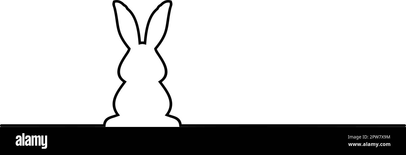 Vettore coniglietto di Pasqua in nero. Sfondo isolato bianco. Illustrazione Vettoriale