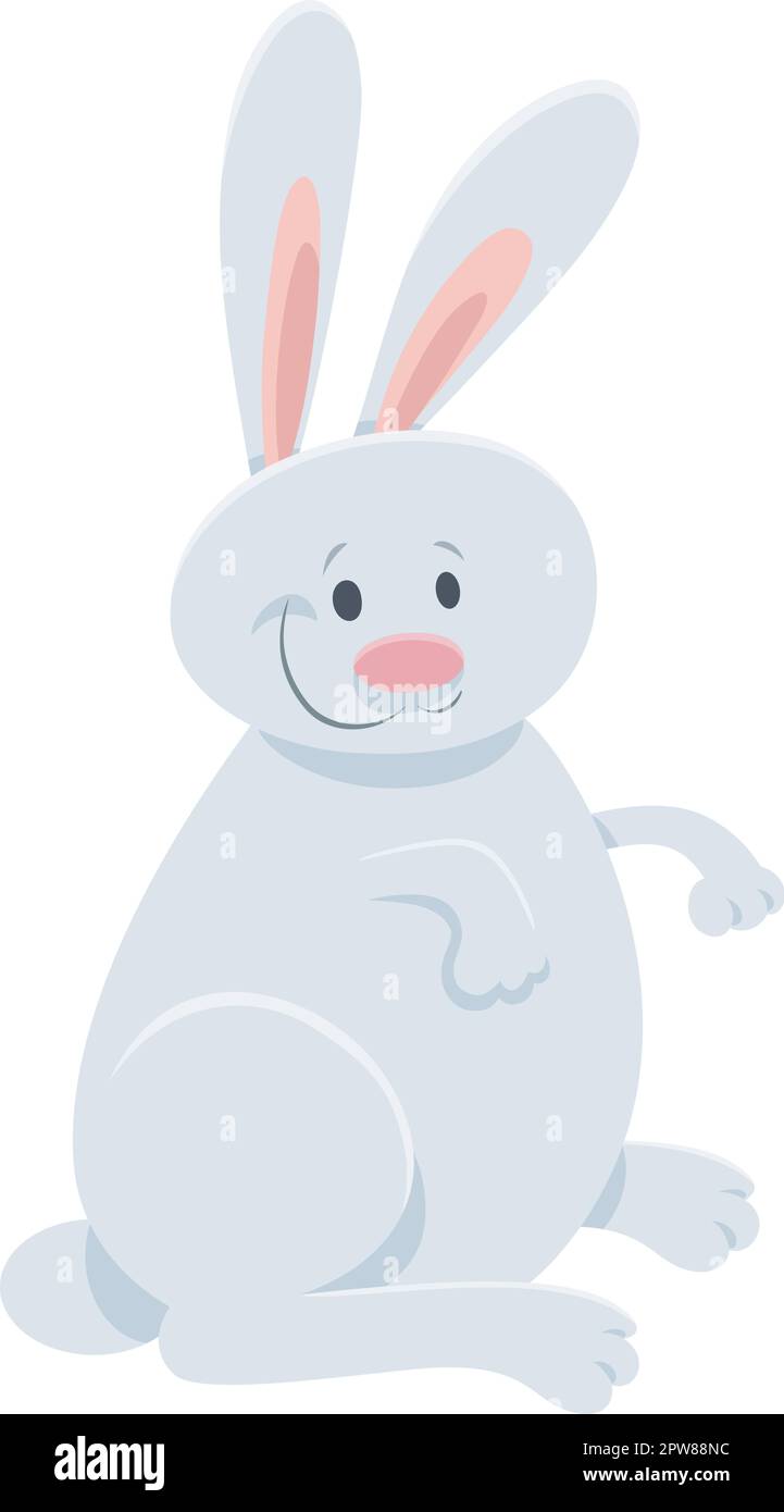 cartone animato divertente coniglio bianco o coniglietto animale carattere Illustrazione Vettoriale