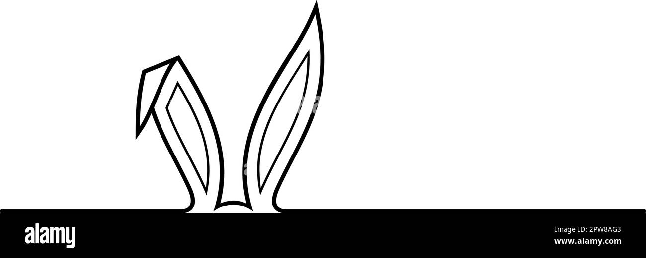 Ear Vector Coniglietto di Pasqua in nero. Sfondo isolato bianco. Illustrazione Vettoriale