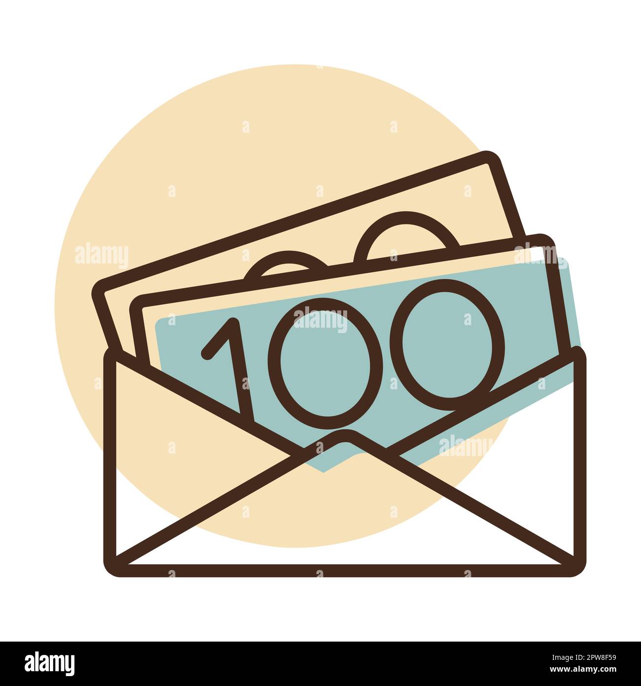 Busta aperta con icona vettore isolato di denaro Illustrazione Vettoriale