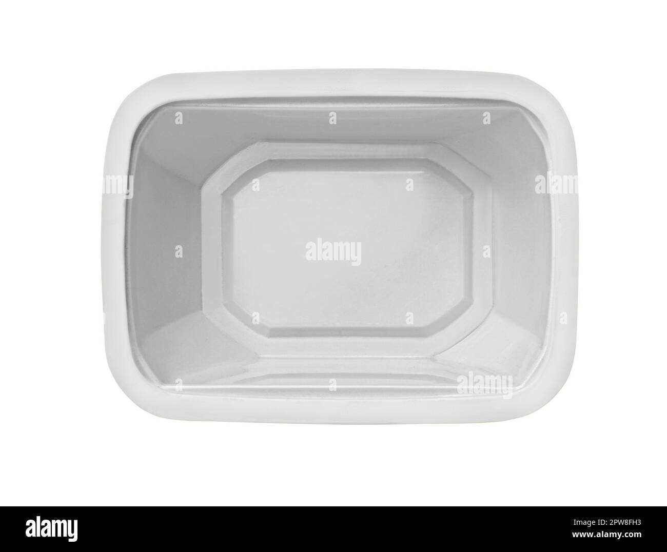 Gli imballaggi in plastica per alimenti sono isolati su uno sfondo bianco con un percorso di ritaglio Foto Stock