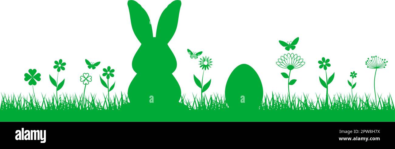 Vettore di Silhouette pasquale in verde. Sfondo isolato bianco. Illustrazione Vettoriale