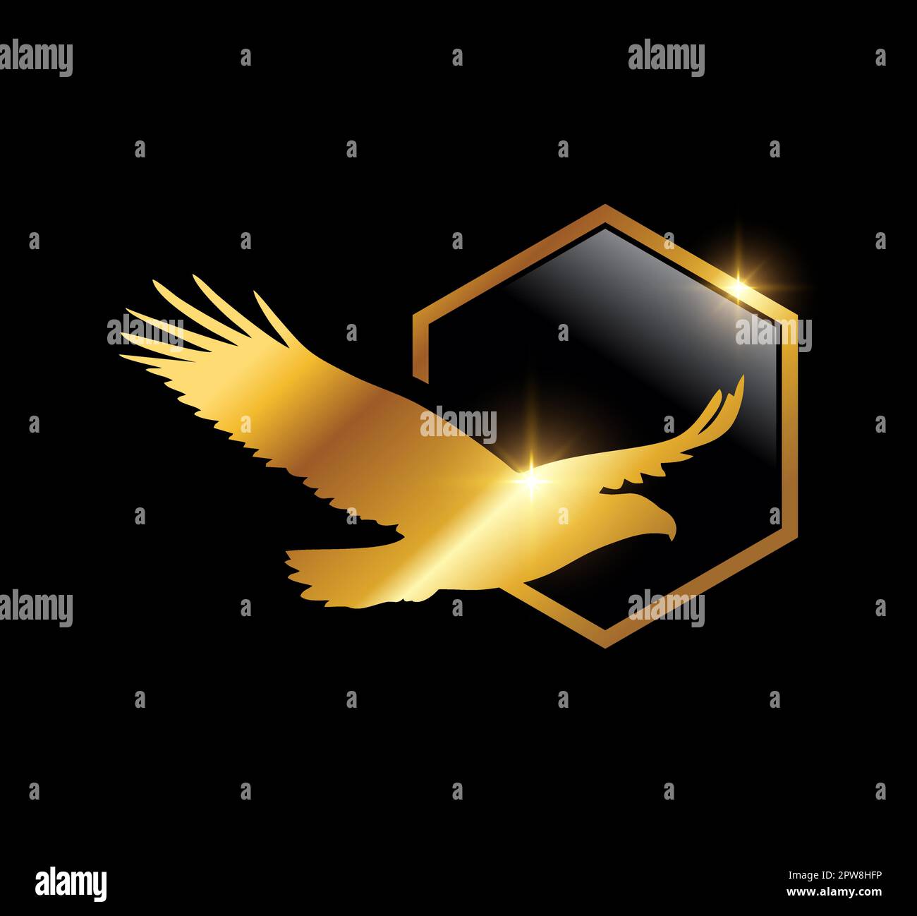 Icona vettoriale del logo Golden Flying Eagle Illustrazione Vettoriale