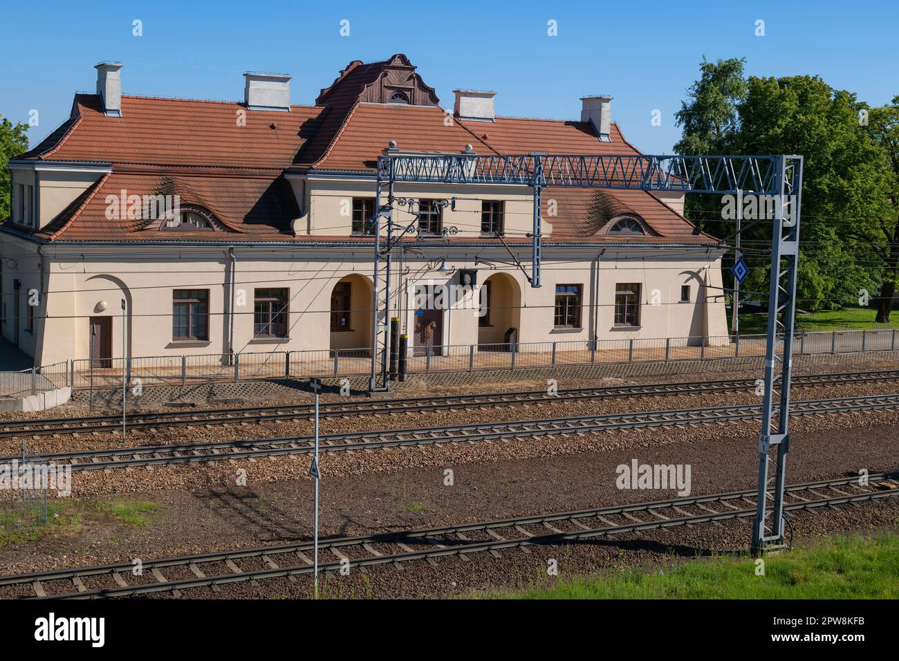 Stazione ferroviaria di Modlin a Nowy Dwór Mazowiecki, Polonia. Foto Stock