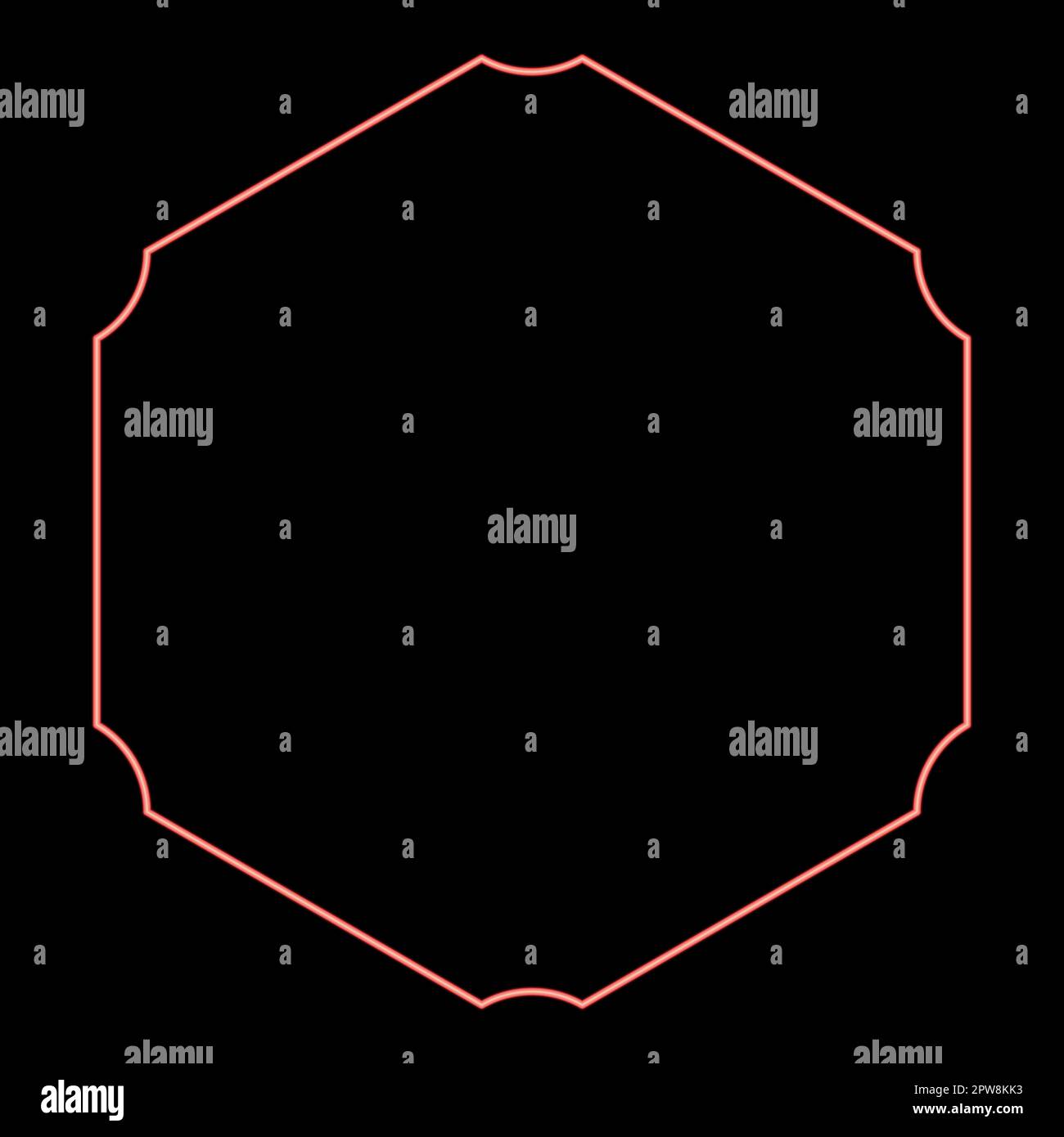 Neon esagonale con angoli arrotondati colore rosso vettore illustrazione immagine stile piatto Illustrazione Vettoriale