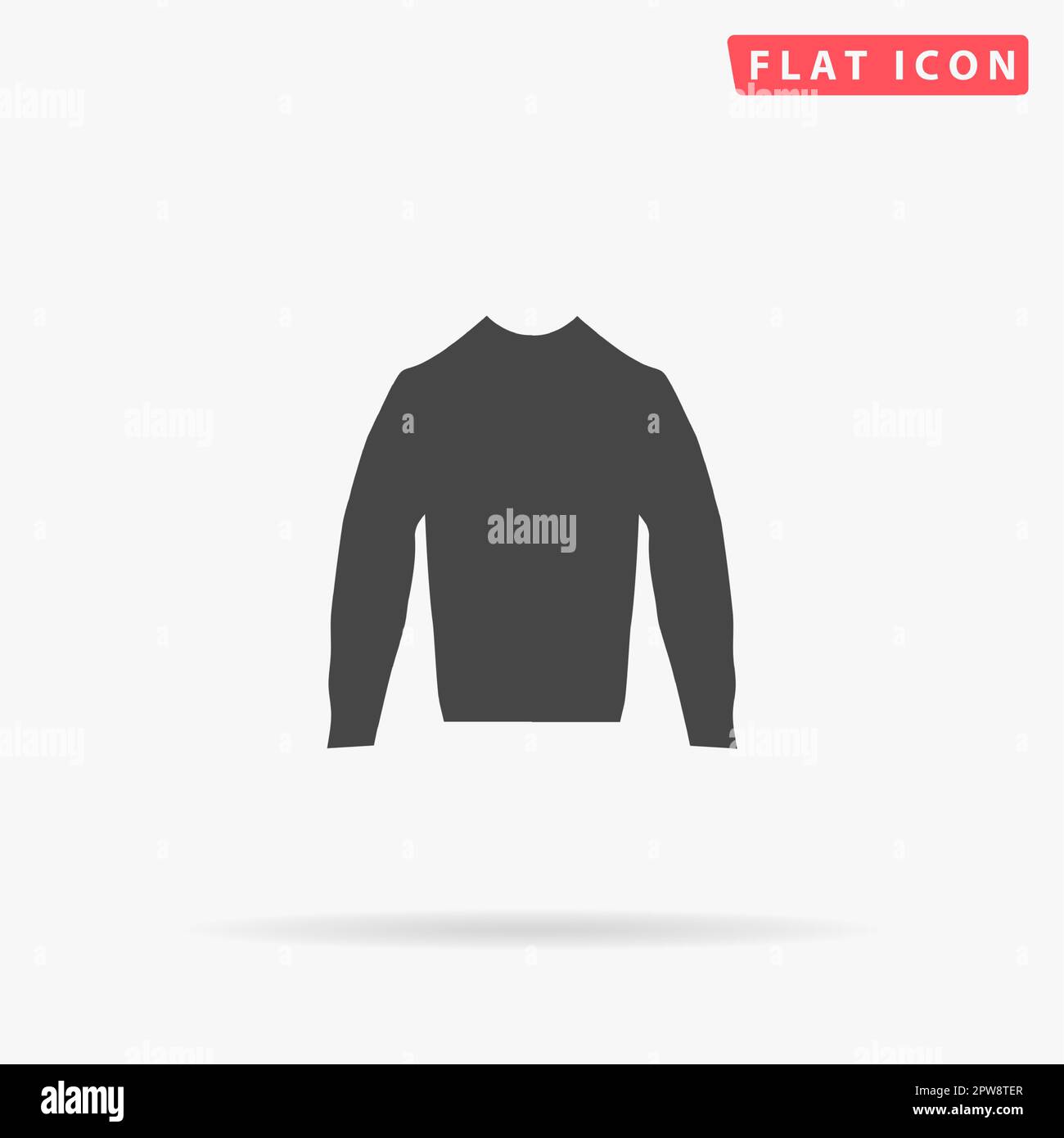 Pittogramma maglione di abbigliamento. Semplice simbolo nero piatto con ombra su sfondo bianco. Pittogramma di illustrazione vettoriale Illustrazione Vettoriale