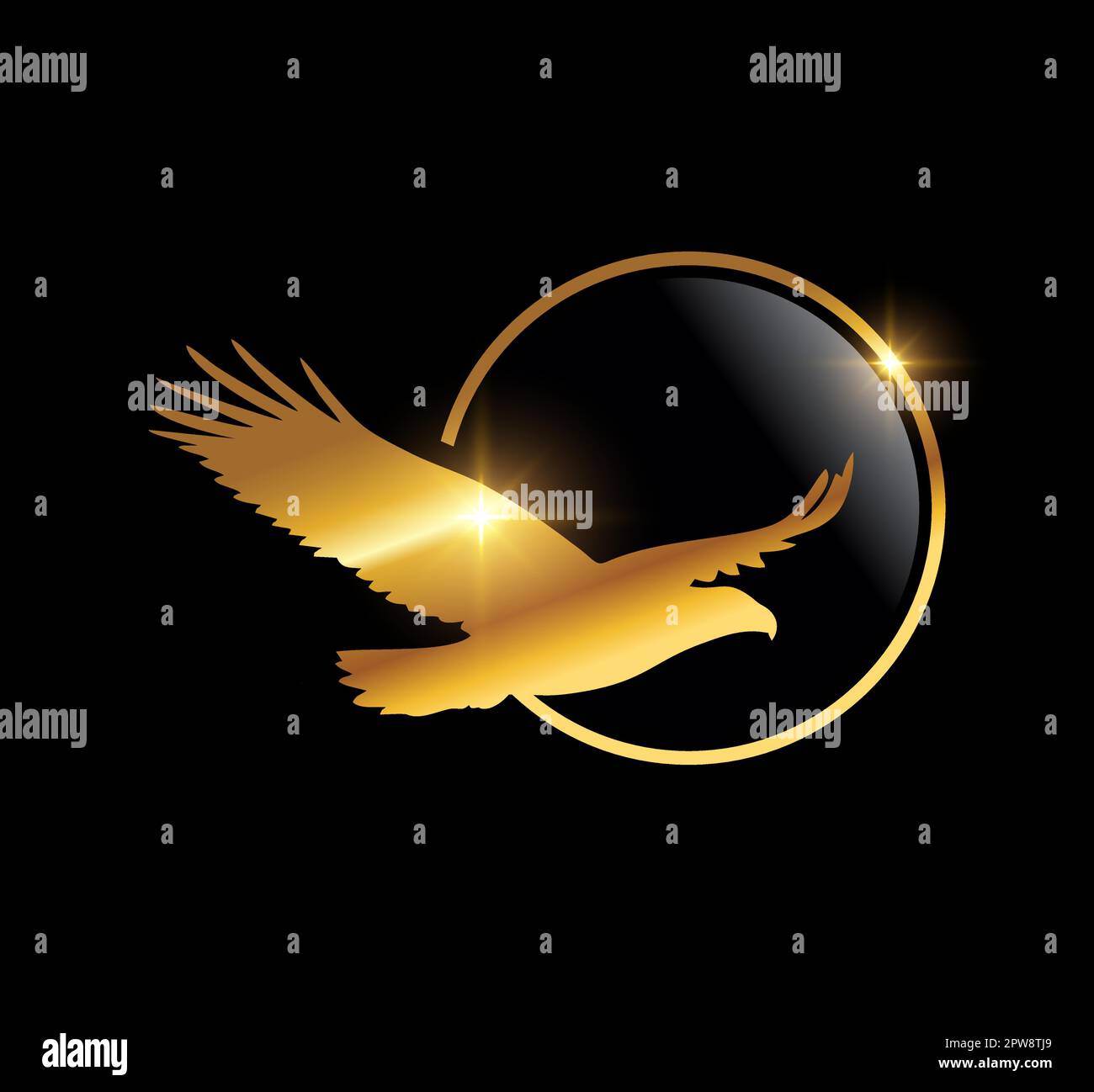 Icona vettoriale del logo Golden Flying Eagle Illustrazione Vettoriale