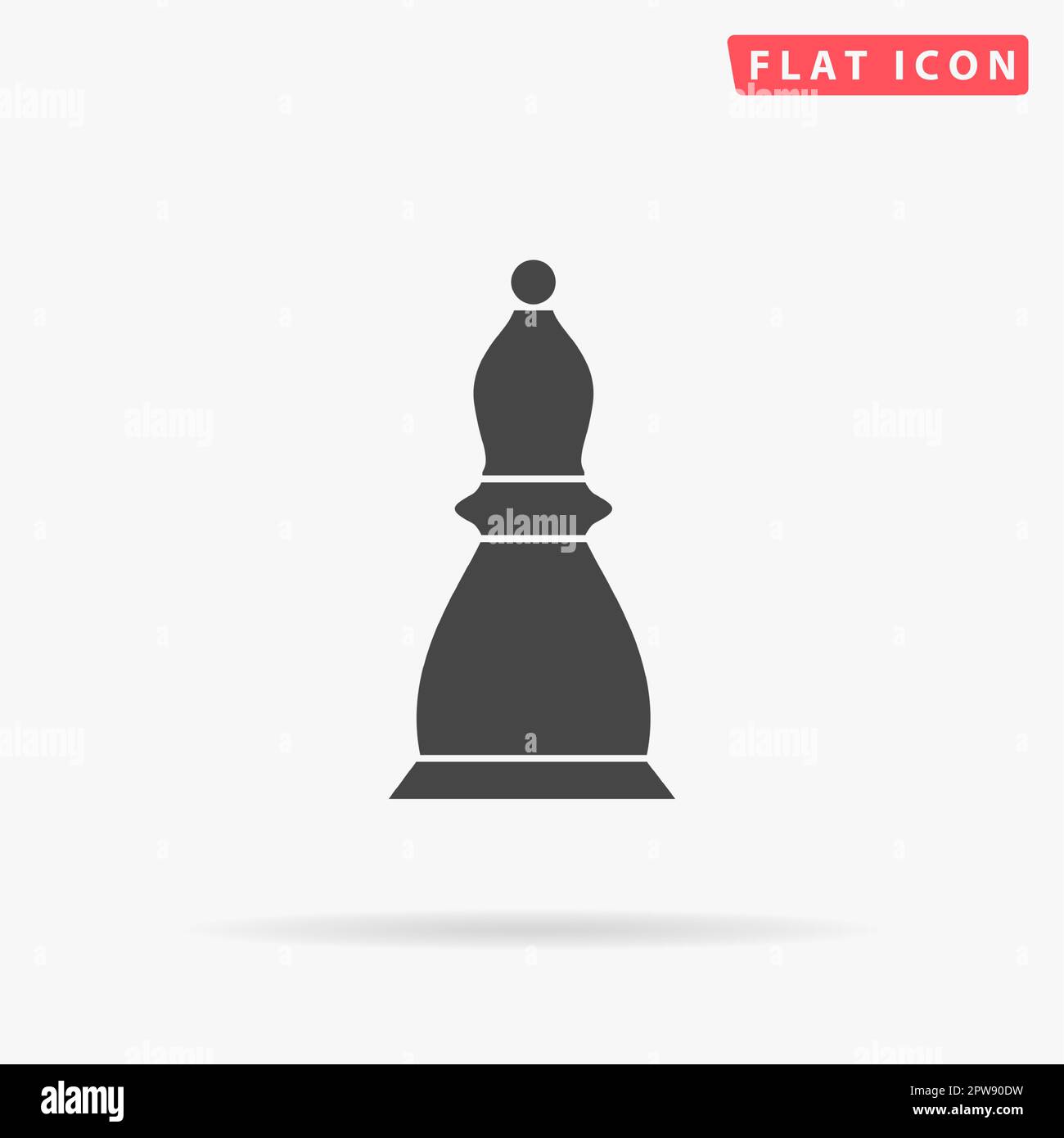 Ufficiale di scacchi. Semplice simbolo nero piatto con ombra su sfondo bianco. Pittogramma di illustrazione vettoriale Illustrazione Vettoriale