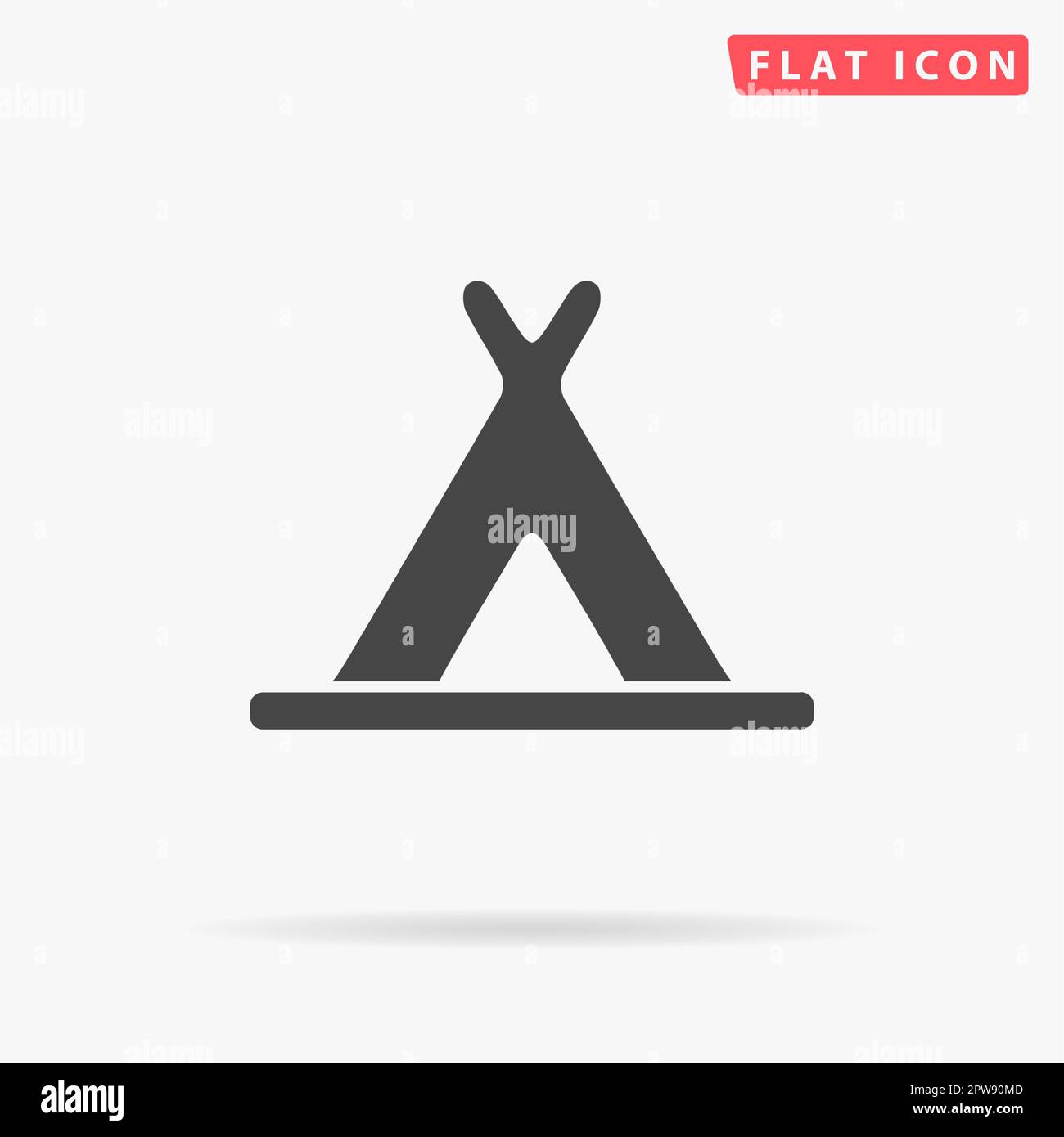 Wigwam. Semplice simbolo nero piatto con ombra su sfondo bianco. Pittogramma di illustrazione vettoriale Illustrazione Vettoriale