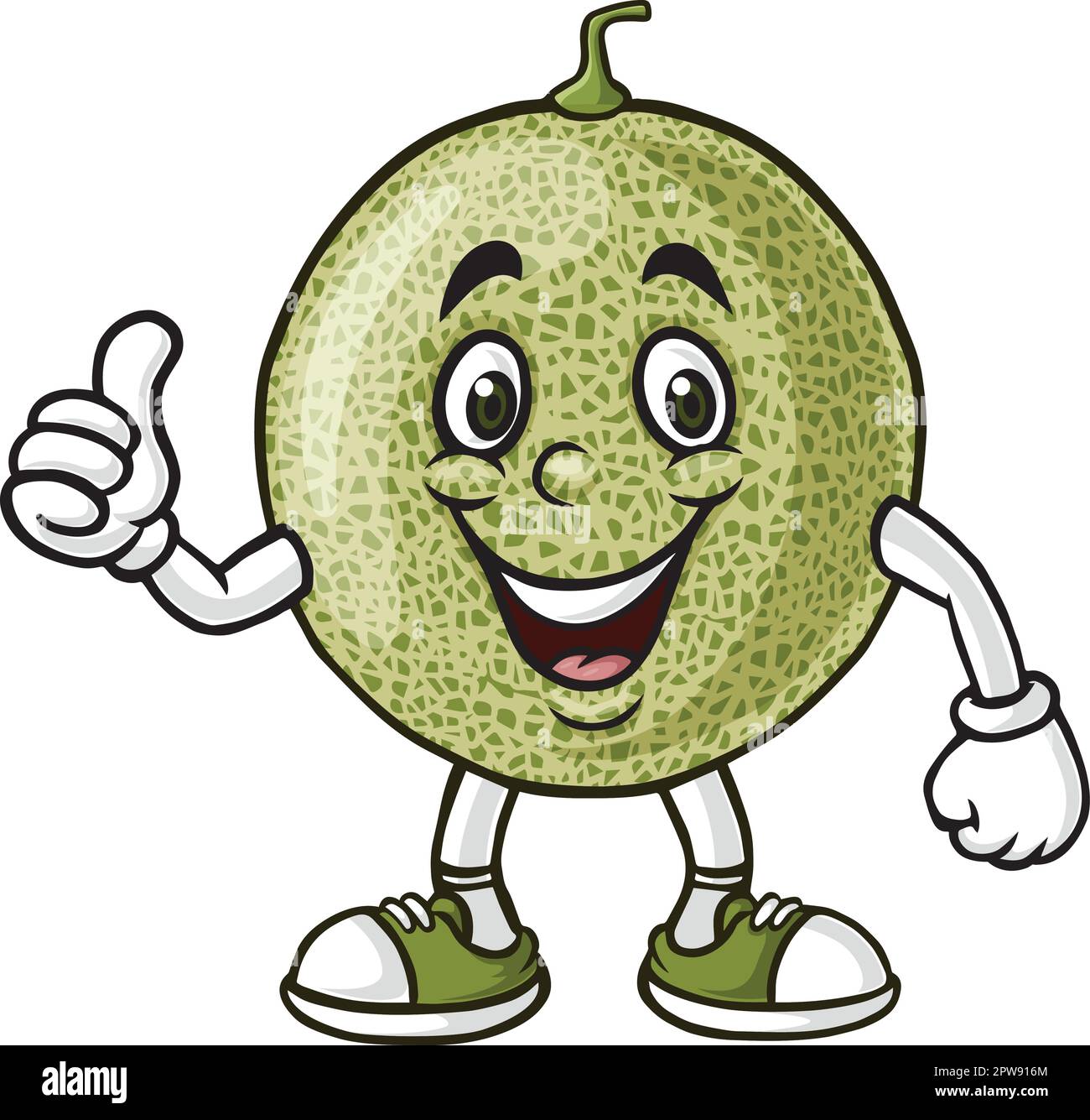Personaggio di melone cartoon che dà un pollice in su Illustrazione Vettoriale