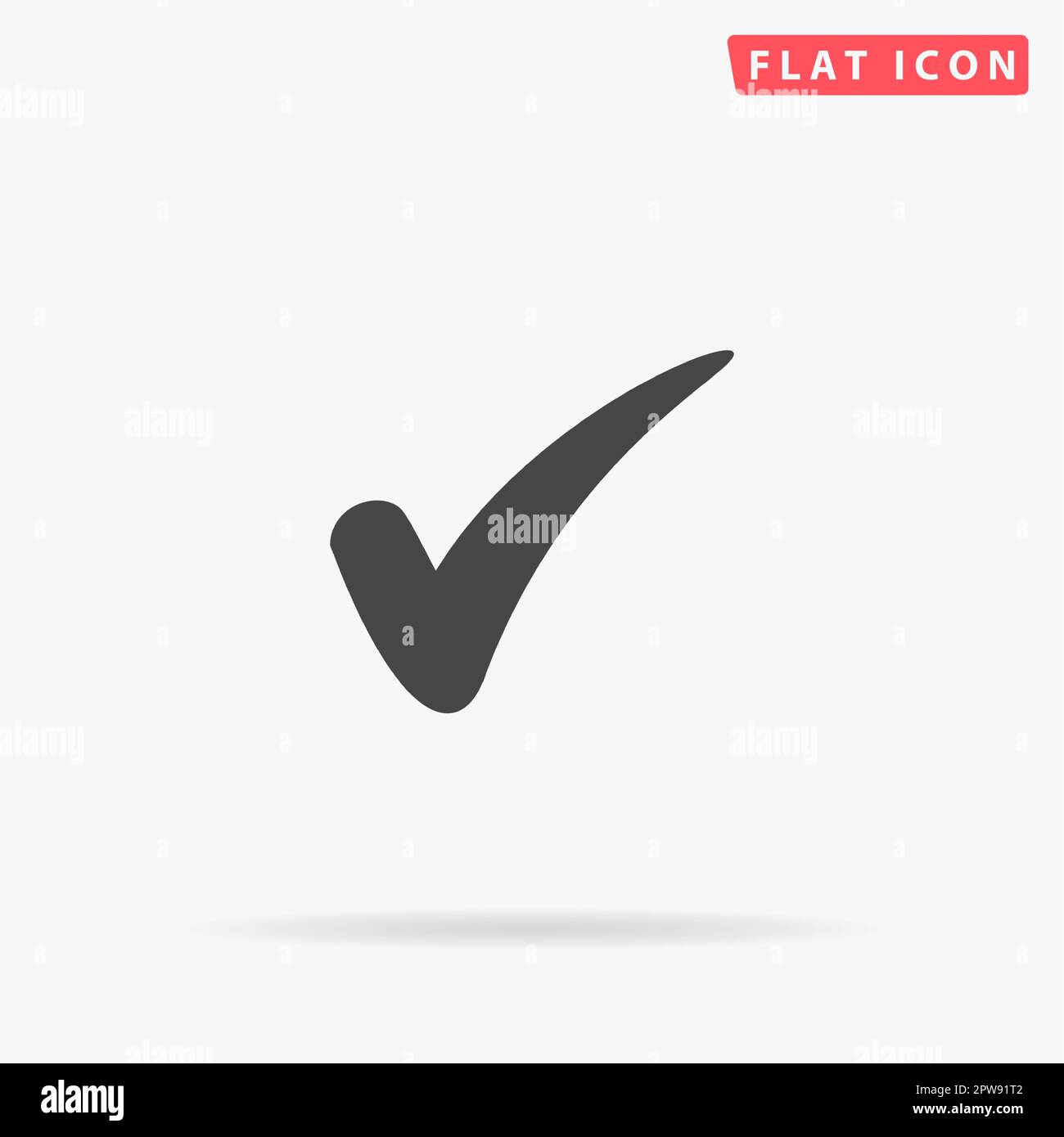 Confermare. Semplice simbolo nero piatto con ombra su sfondo bianco. Pittogramma di illustrazione vettoriale Illustrazione Vettoriale