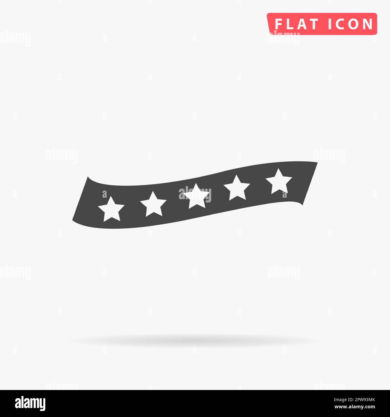 Nastro consigliato per le stelle Bestseller. Semplice simbolo nero piatto con ombra su sfondo bianco. Pittogramma di illustrazione vettoriale Illustrazione Vettoriale