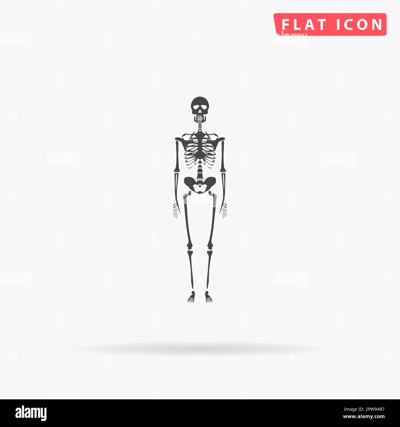 Scheletri - ossa umane. Semplice simbolo nero piatto con ombra su sfondo bianco. Pittogramma di illustrazione vettoriale Illustrazione Vettoriale