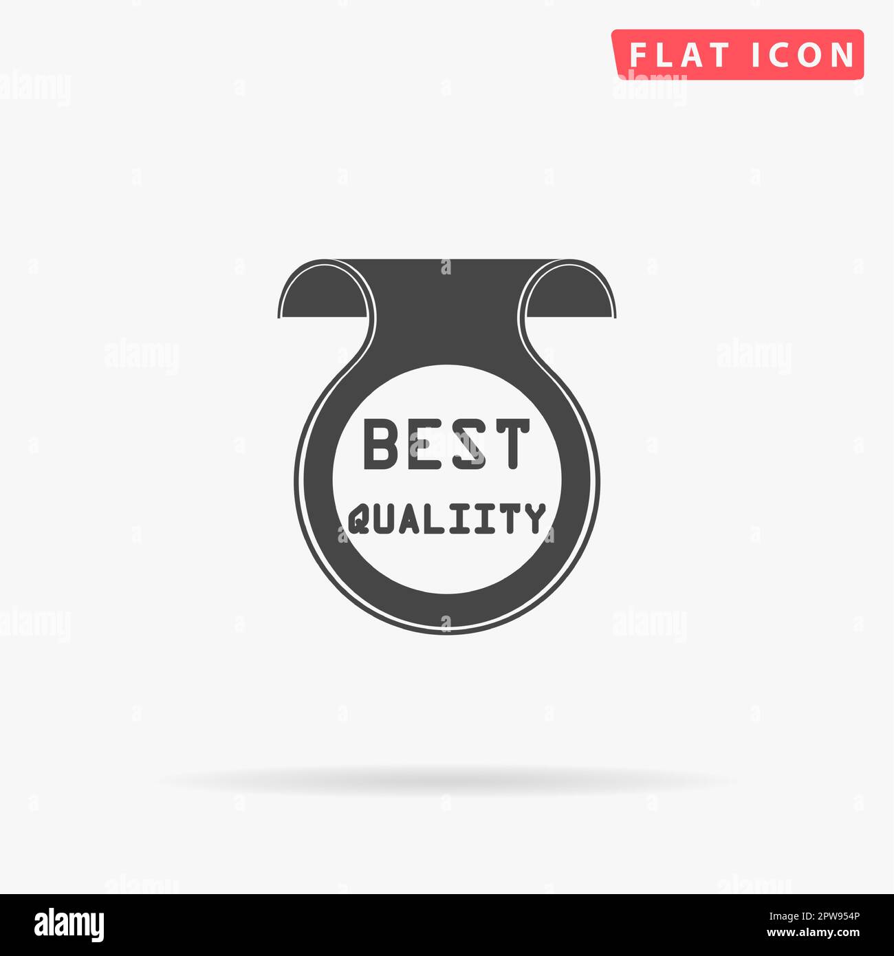 Badge, etichetta o adesivo della migliore qualità. Semplice simbolo nero piatto con ombra su sfondo bianco. Pittogramma di illustrazione vettoriale Illustrazione Vettoriale