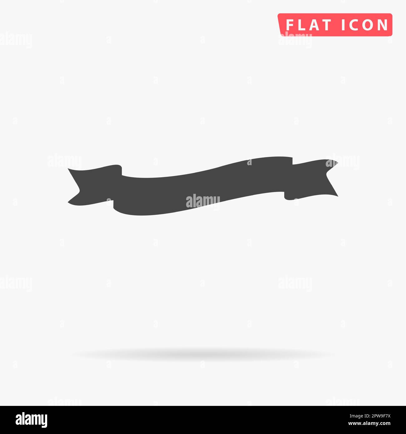 Banner. Semplice simbolo nero piatto con ombra su sfondo bianco. Pittogramma di illustrazione vettoriale (1) Illustrazione Vettoriale