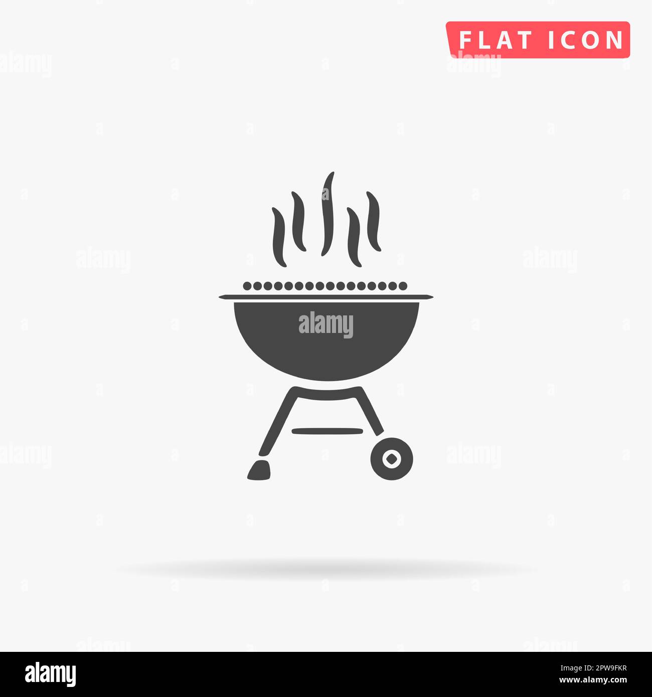 Menu barbecue alla griglia. Semplice simbolo nero piatto con ombra su sfondo bianco. Pittogramma di illustrazione vettoriale Illustrazione Vettoriale
