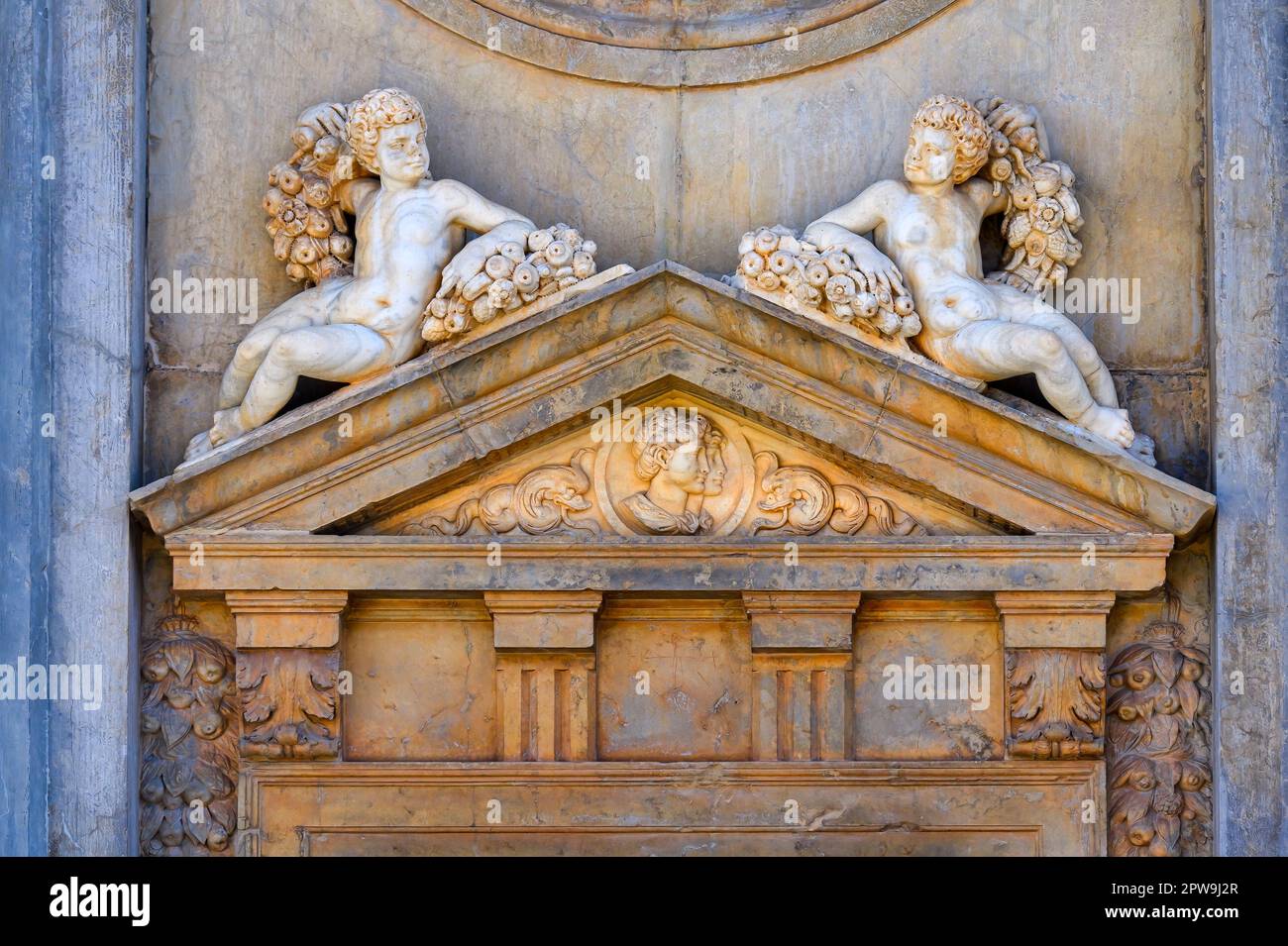 Palazzo Carlo V, caratteristiche architettoniche, Alhambra, Granada, Andalusia, Spagna Foto Stock