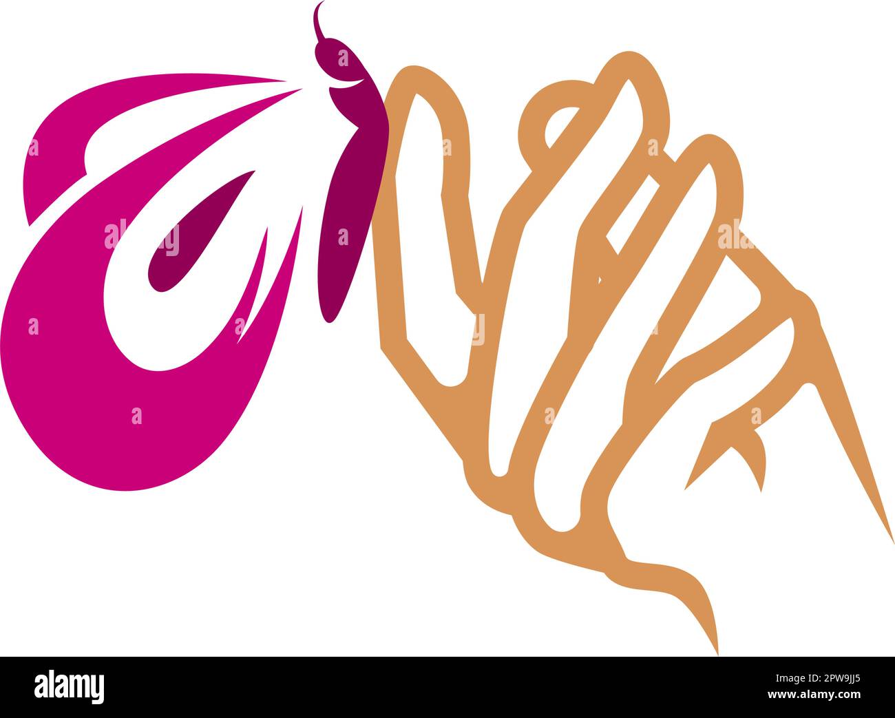 Un'illustrazione di Butterfly appollaiato a portata di mano Illustrazione Vettoriale