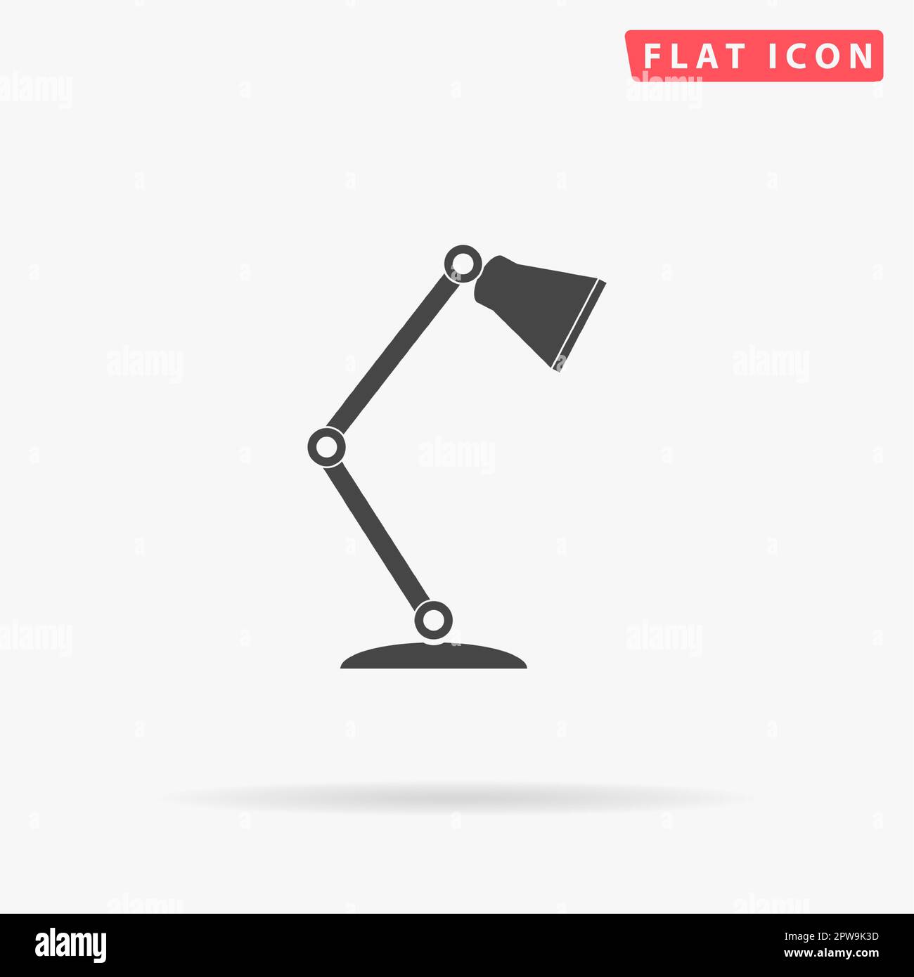 Lampada di lettura. Semplice simbolo nero piatto con ombra su sfondo bianco. Pittogramma di illustrazione vettoriale Illustrazione Vettoriale