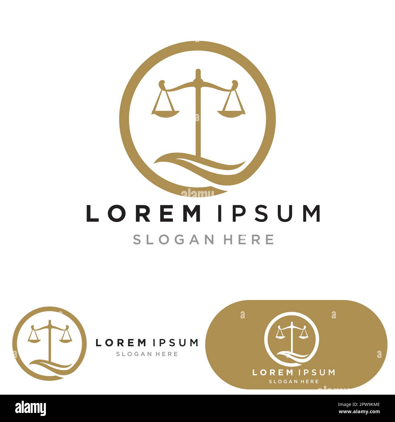 Modello del logo della legge sulla giustizia Illustrazione Vettoriale
